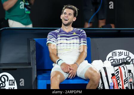 Melbourne, Australien. Januar 2020. Dominic Thiem aus Österreich besiegte am 29. Januar 2020 Rafael Nadal aus Spanien. In Melbourne Park, Melbourne, Australien. Foto von Peter Dovgan. Kredit: UK Sports Pics Ltd/Alamy Live News Stockfoto
