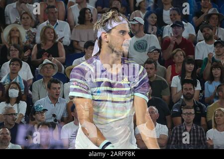 Melbourne, Australien. Januar 2020. Dominic Thiem aus Österreich besiegte am 29. Januar 2020 Rafael Nadal aus Spanien. In Melbourne Park, Melbourne, Australien. Foto von Peter Dovgan. Kredit: UK Sports Pics Ltd/Alamy Live News Stockfoto