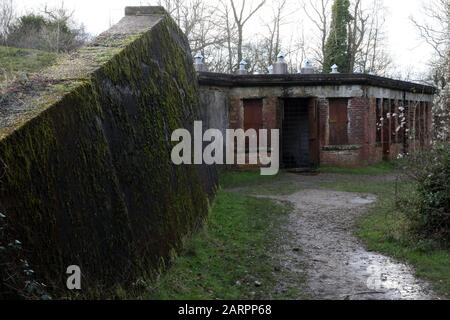 Box Hill Fort am National Trust Standort in Surrey Hills, Mole Valley, Surrey, Großbritannien, Januar 2020 Stockfoto