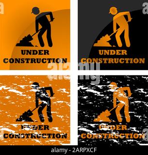 Symboldarstellung mit vier verschiedenen Stilen, die auf ein Baumeldesymbol angewendet werden Stock Vektor