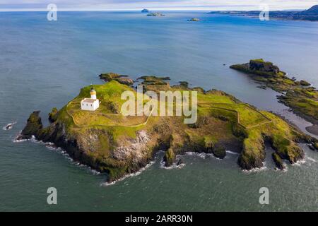 Luftaufnahme von Fidra Island im Firth of Forth, Schottland, Großbritannien Stockfoto