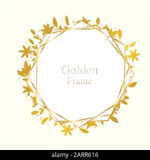 Blumen geometrischer polygonaler Rahmen. Dekore aus der Vintage-Kunst. Elegante, trendige, luxuriöse Vektorsammlung aus Polyeder im Art Deco-Stil für Hochzeitseinladungen Stock Vektor