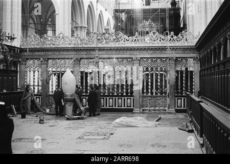 Restoration Nieuwe Kerk in Amsterdam; Innen- und bronzener Chorzaun Datum: 6. Februar 1980 Standort: Amsterdam, Noord-Holland Schlüsselwörter: Kirchen, Restaurierungen Institutionenname: Nieuwe Kerk Stockfoto