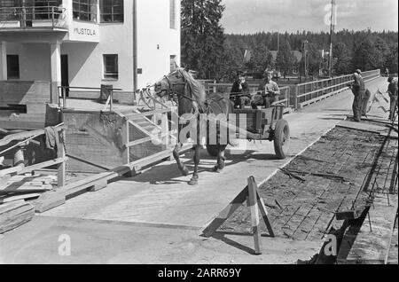 Finnland Restaurierungs- und Schleuse Russland-Finnland am Imatra Datum: 5. Juli 1967 Ort: Finnland, Imatra Schlüsselwörter: Kanäle, Karren, Pferde, Wiederherstellungen, Schlösser Stockfoto