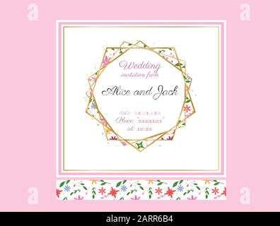 Blumen geometrischer polygonaler Rahmen. Dekore aus der Vintage-Kunst. Elegante, trendige, luxuriöse Vektorsammlung aus Polyeder im Art Deco-Stil für Hochzeitseinladungen Stock Vektor