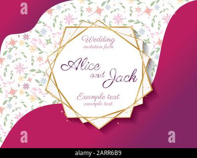 Blumen geometrischer polygonaler Rahmen. Dekore aus der Vintage-Kunst. Elegante, trendige, luxuriöse Vektorsammlung aus Polyeder im Art Deco-Stil für Hochzeitseinladungen Stock Vektor