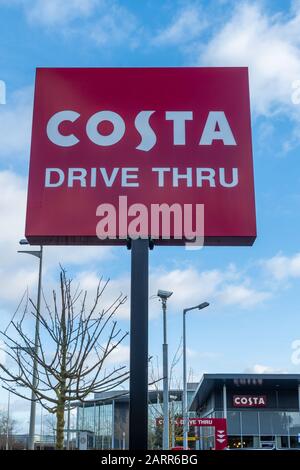 Costa Coffee Drive Thru Zeichen Stockfoto
