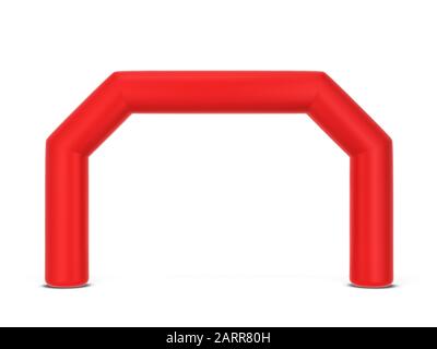 Aufblasbarer Fußbogen-Mock-up. 3D-Darstellung isoliert auf weißem Hintergrund Stockfoto