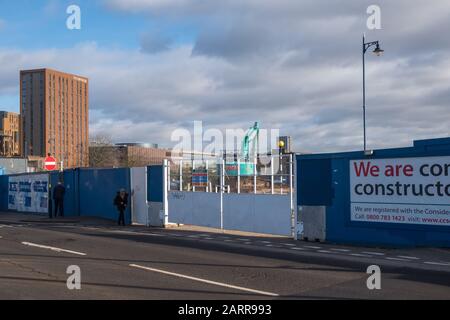 Die Bauarbeiten an der HS2-Straße rund um die Curzon Street in Eastside, Birmingham, Großbritannien werden fortgesetzt Stockfoto