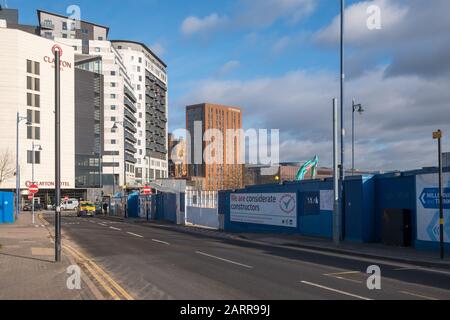 Die Bauarbeiten an der HS2-Straße rund um die Curzon Street in Eastside, Birmingham, Großbritannien werden fortgesetzt Stockfoto