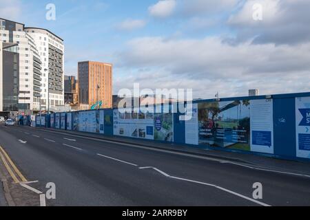 Die Bauarbeiten an der HS2-Straße rund um die Curzon Street in Eastside, Birmingham, Großbritannien werden fortgesetzt Stockfoto