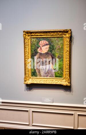 Ein gerahmter Pissaro, Öl auf Leinwand, "Bauernfrau", hängend in Der National Gallery of Art, Waahington, D.C. Stockfoto