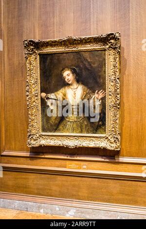 Ein gerahmter Rembrandt, Öl auf Leinwand, "lucretia", hängt in der National Gallery of Art, Washington D.C. Stockfoto