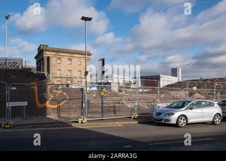 Die Bauarbeiten an der HS2-Straße rund um die Curzon Street in Eastside, Birmingham, Großbritannien werden fortgesetzt Stockfoto