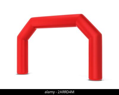 Aufblasbarer Fußbogen-Mock-up. 3D-Darstellung isoliert auf weißem Hintergrund Stockfoto