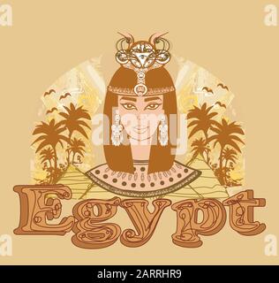 Vintage Banner mit ägyptischen Königin Stockfoto