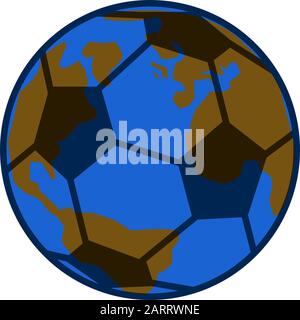 Konzeptdarstellung, die den Planeten Erde in einem Fußballball zeigt Stock Vektor