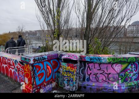 Foch Skate Park, Morand Bridge, Lyon, Rhone, AURA Region, Frankreich Stockfoto