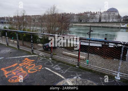 Foch Skate Park, Morand Bridge, Lyon, Rhone, AURA Region, Frankreich Stockfoto