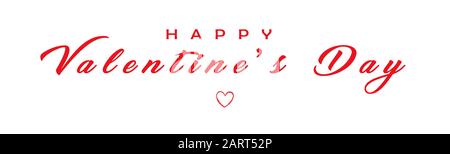 Happy Valentines Day Kalligraphie Banner auf weißem Hintergrund. Grußkarte mit Typografie Text valentinstag und Herz Stockfoto
