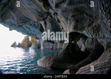 Marmorhöhlen in Chile im General Carrera Lake Stockfoto