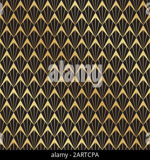 Nahtloses schwarz-goldenes Art déco-Muster Stock Vektor