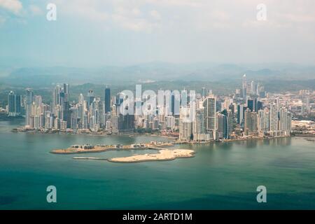 Panama-Stadt, Panama-Skyline, Luftbild Stockfoto