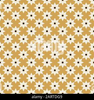 Nahtlose Vintage Stern Blumenmuster. Gold und schwarz abstrakt geometrischen Hintergrund. Stock Vektor