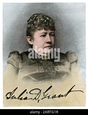 Julia Dent Grant, Ehefrau von U.S. Grant, 1890er Jahre. Handfarbener Halbton eines Fotos Stockfoto
