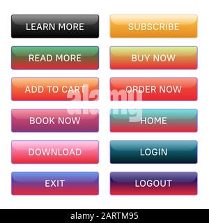 Bunte Glasknöpfe. Webdesignelemente Stock Vektor