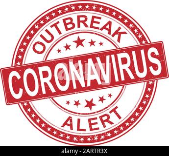 Coronavirus Stempel mit Rahmen. Roter Vektor runder Grunge Stempelabdruck mit Coronavirus Text. Geeignet für Wasserzeichen mit korrodierter Gummioberfläche. Stock Vektor