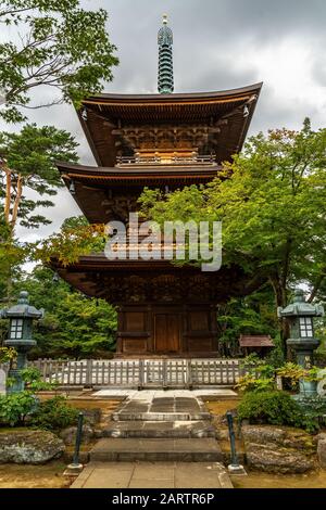 Die Pagode des Gotokuji-Tempels, des berühmten "Katzen-Schreins" Tokios im Stadtteil Setagaya Stockfoto