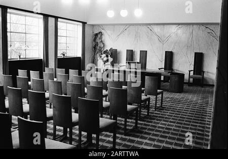 Rathaus in Hilversum vom Architekten W.M. Dudok, Interior Datum: 6. Dezember 1974 Standort: Hilversum, Noord-Holland Schlüsselwörter: Architektur, Gebäude, Innenräume, Rathäuser Stockfoto