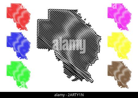 Arkansas County, Arkansas (USA County, USA, USA, USA, USA) Karte Vektor-illustration, kritzeln Skizze Arkansas Karte Stock Vektor