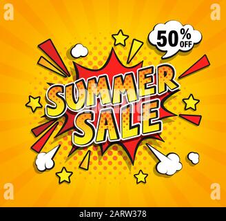 Sommer-Verkauf Comic-Sprechblase. Stock Vektor