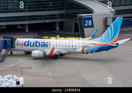 Juli 2019 In Moskau, Russland. Flugzeug Boeing 737-800 flydubai Airline am Flughafen Vnukovo in Moskau. Stockfoto