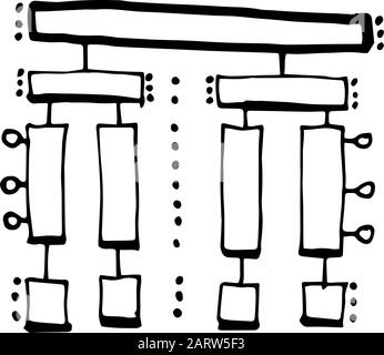 Infografikationstabelle für den Doodle-Stil. Abbildung der Vektorkonturen. Schema für Ihr Unternehmen.Sketchy Elements.Hand Drawn Frames.Abstract Frameworks. Linie ar Stock Vektor