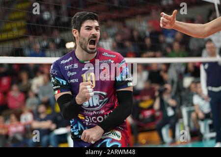 Perugia, Italien, 29. Januar 2020, filippo lanza (n. 10-Hitter-Spiker Sir Safety Conad perugia) feiert während Sir Sicoma Monini Perugia vs Tours VB - Volleybal Champions League Men Championship - Credit: LPS/Loris Cerquiglini/Alamy Live News Stockfoto