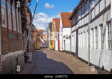 Enge Straße in der Altstadt von Ribe, Dänemark Stockfoto