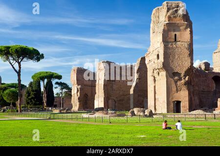 Die Ruinen der Bäder von Caracalla, alte römische öffentliche Bäder, Rom, Italien Stockfoto