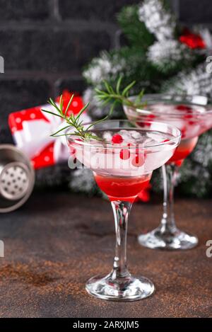 Cranberry Margarita Cocktail. Weihnachten trinken Stockfoto