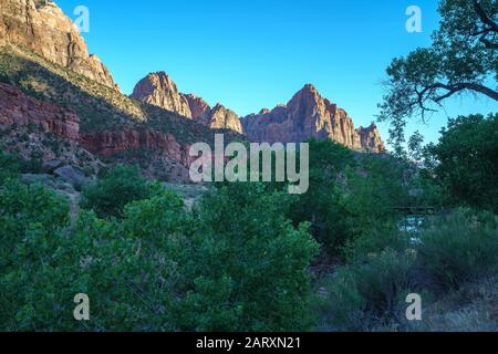 Der Wachmann vom parus Trail im zion Nationalpark in den usa Stockfoto