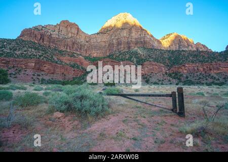 Der Wachmann vom parus Trail im zion Nationalpark in den usa Stockfoto