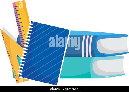 Zurück zur Schulbildung Notizbücher und Lineale liefern Vektorgrafiken Stock Vektor