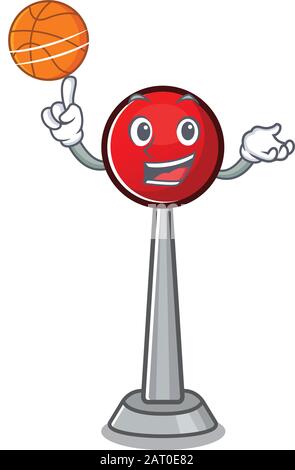 Ein Maskottchenbild der Zeichentrickfigur der Antenne, die Basketball spielt Stock Vektor