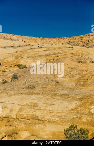 Panoramablick auf den Fire Canyon Silica Dome im Valley of Fire State Park, Nevada, Vereinigte Staaten Stockfoto