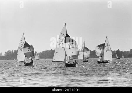 Segel-Europameisterschaften in Loosdrechtse Lakes zum europäischen Titel Fliegender Junior Datum: 25. August 1964 Schlagwörter: Segel-Meisterschaften Stockfoto