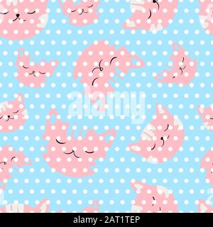 Nahtlose Vektordarstellung mit schlafenden Katzen-Muster Überlappender farbiger Hintergrundvektor Stock Vektor