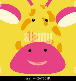 Set flacher Tiergesichts-Ikonen in hellen Retro-Farben für Aufkleber, Karten, Etiketten und Etiketten. Minimaler Stil, gefaltetes Papier. Stock Vektor