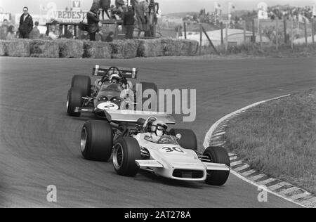 Formel-5000-Rennen 1970 in Zandvoort Match Moment Datum: 19. April 1970 Ort: Noord-Holland, Zandvoort Keywords: Autorennen, Rennwagen, Rennwagen Stockfoto